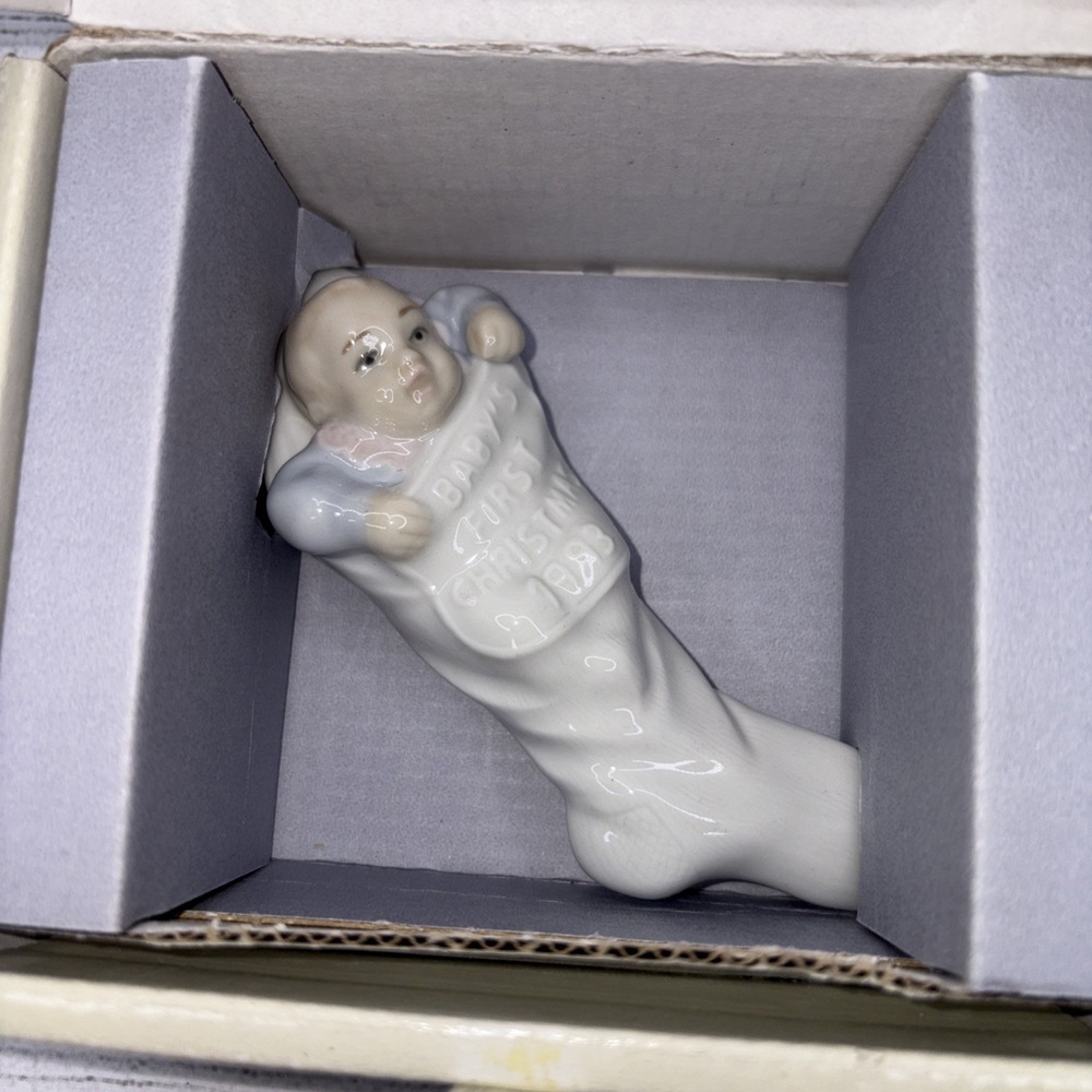 LLADRO Vintage‎ Porcelain 1991 Baby's First Christmas Ornament Blue Boxed